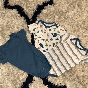 Chick Pea Baby Bodysuit Set - Blue, White, Orange